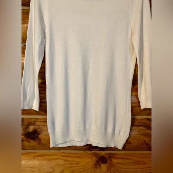 Worthington Cream Boatneck 3/4 Sleeve Sweater with Ripple Detail on Coll… - Picture 7 of 9